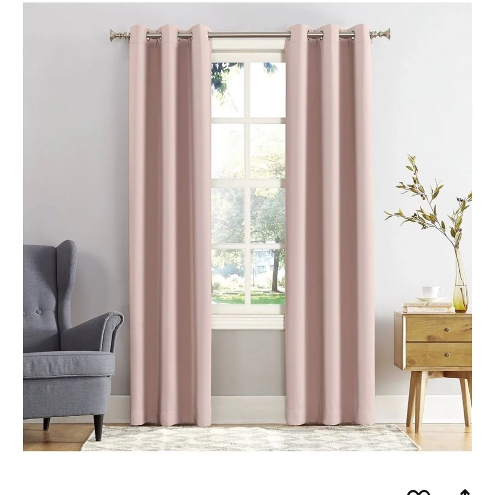 Sun Zero Eastern Energy Saving Blackout Curtain Size 40x63 Color Blush Pink